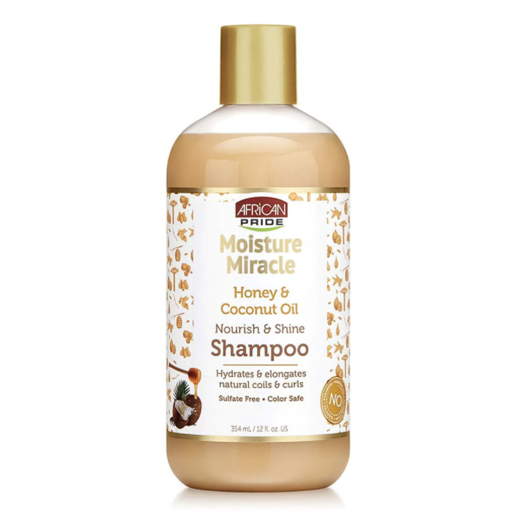 AFRICAN PRIDE MOISTURE MIRACLE HONEY &amp; COCONUT OIL SHAMPOO 12OZ