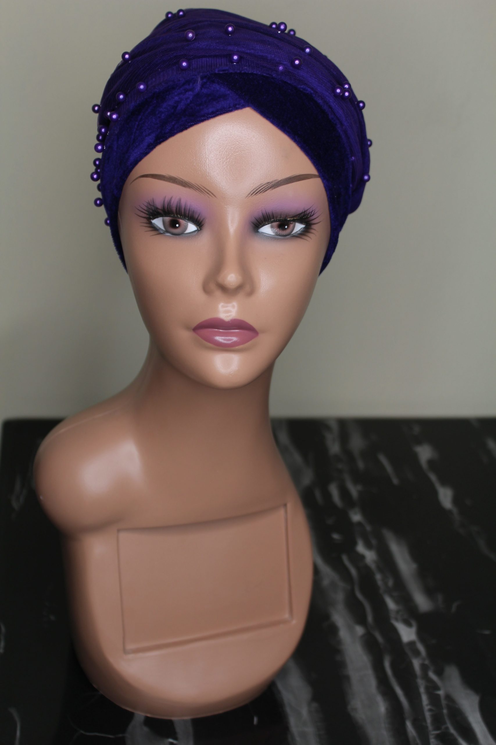 Velvet Hair Turbans with Beads